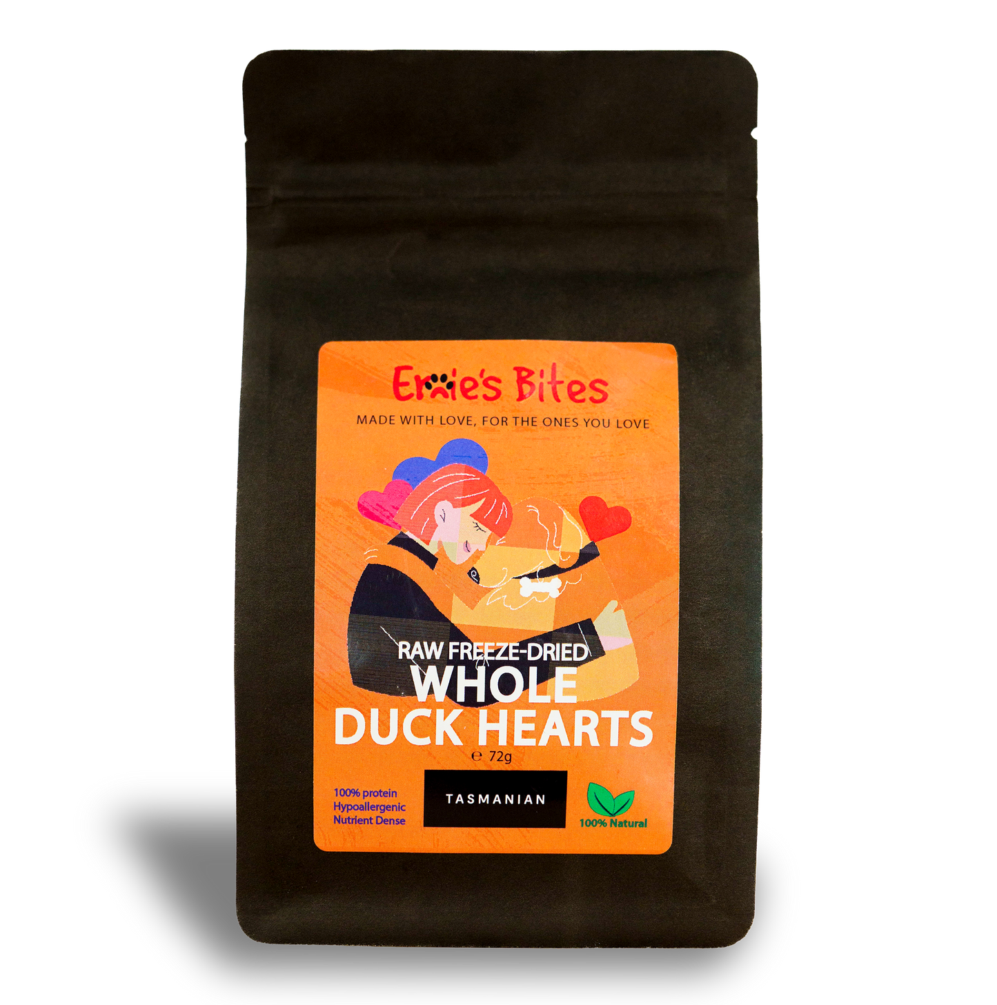 100% Whole Duck Hearts 72g